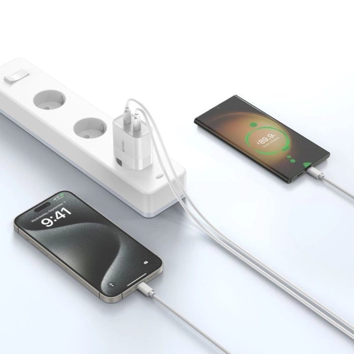 pakrovėjas 2x USB-C PD 20W - baltas