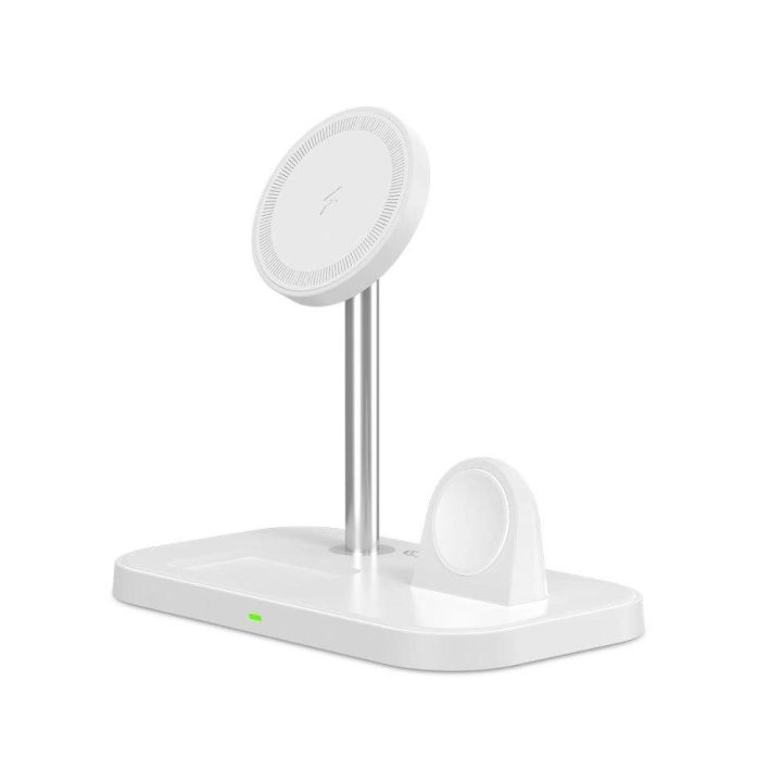 įkroviklis su 3in1 MagSafe stovu išmaniajam telefonui / Apple Watch / AirPods - baltas