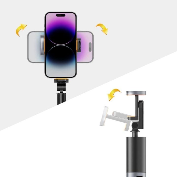 Bluetooth“ asmenukių lazda su nuotoliniu valdymu, trikojis iki 141 cm – juoda
