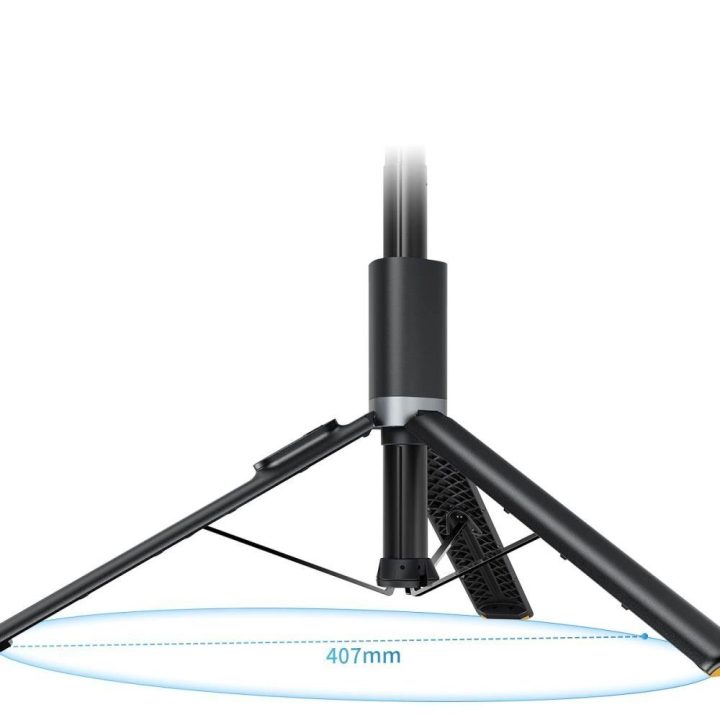Bluetooth“ asmenukių lazda su nuotoliniu valdymu, trikojis iki 141 cm – juoda
