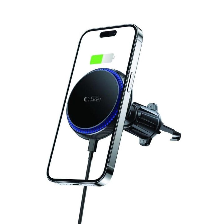automobilio telefono laikiklis su MagSafe 15W indukciniu įkrovikliu oro angai - juodos spalvos