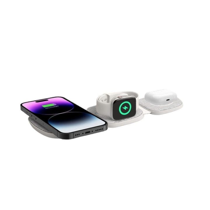 indukcinis įkroviklis su MagSafe išmaniesiems telefonams / Apple Watch / AirPods - pilkas