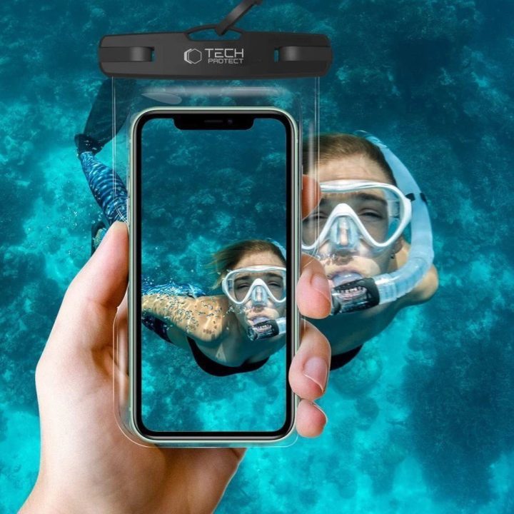 vandeniui atsparus dėklas, universalus išmaniesiems telefonams iki 6,9 - juodos spalvos