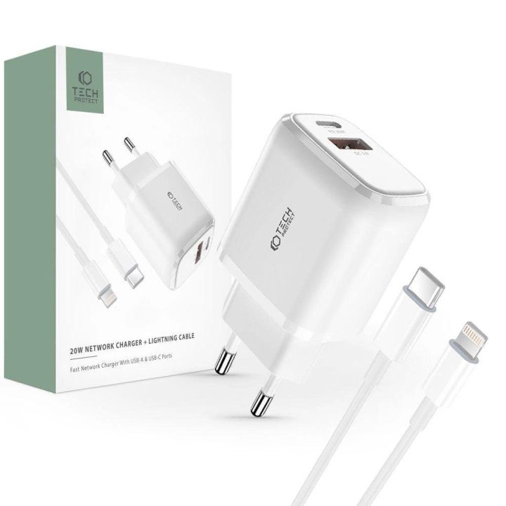 USB C / Lightning kabeliu - baltas