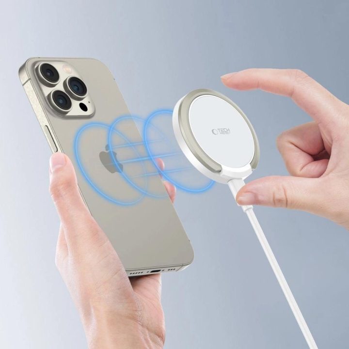 indukcinis kroviklis su MagSafe ir stovu su USB C laidu - baltas
