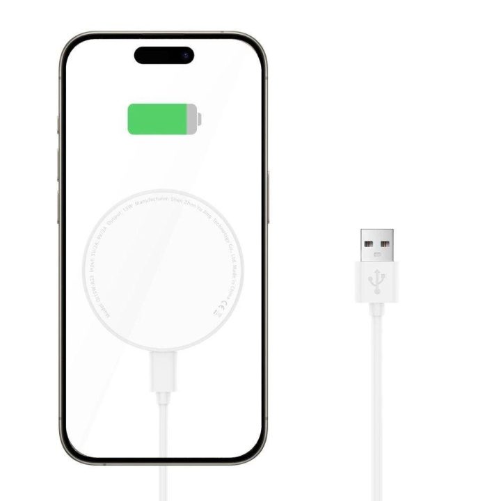 indukcinis kroviklis su MagSafe ir stovu su USB C laidu - baltas