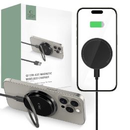 indukcinis įkroviklis su MagSafe ir stovu su USB C laidu - juodas