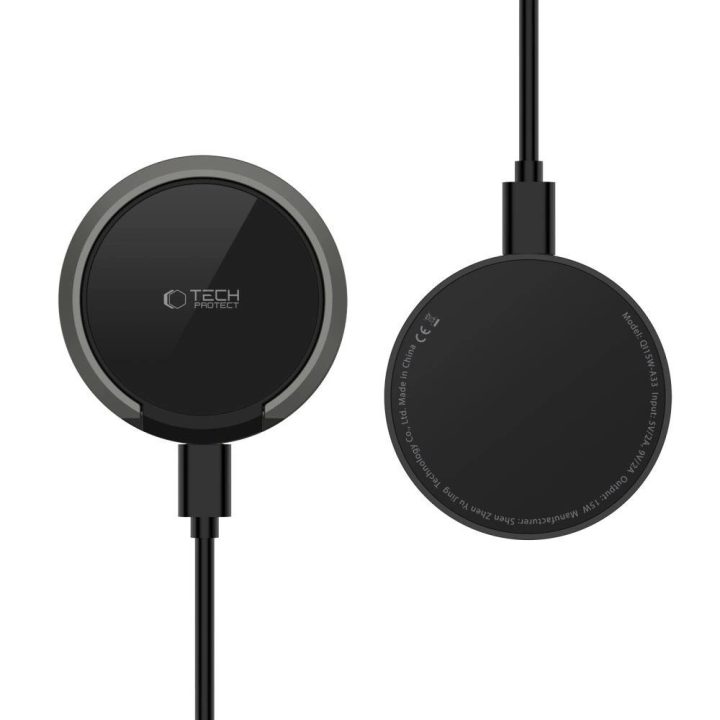 indukcinis įkroviklis su MagSafe ir stovu su USB C laidu - juodas