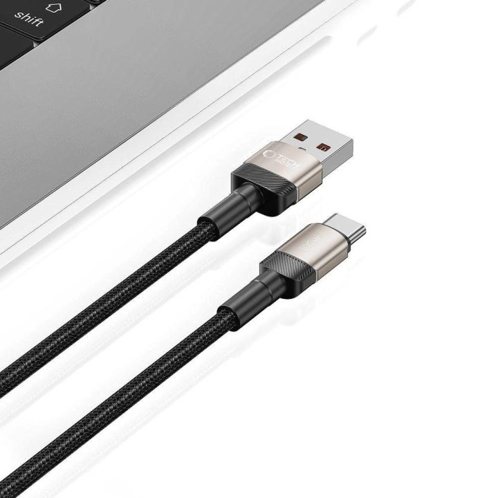 USB C kabelis 100W 5A 1m - titaninis