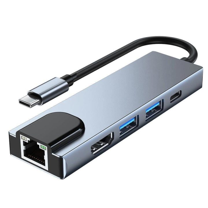 5in1 USB C / HDMI / RJ45 - pilka