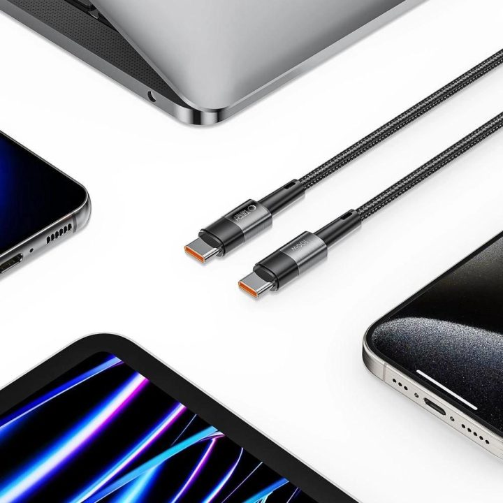 USB C PD 100W, 5 A, 3 m laidas – pilkos spalvos