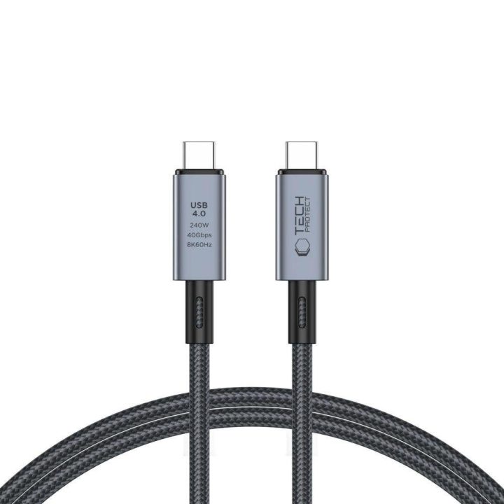 USB C 4.0 PD laidas 240W 8K 40Gbps 1m - pilkas