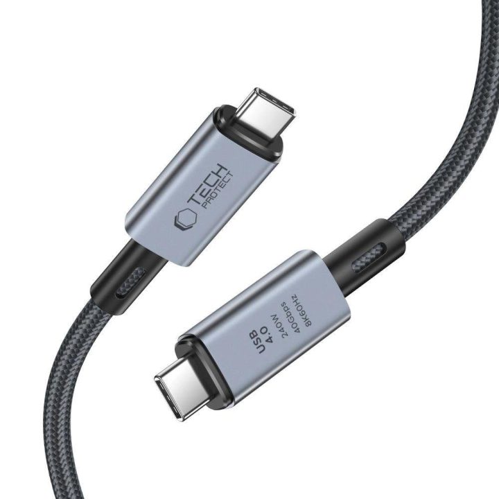 USB C 4.0 PD laidas 240W 8K 40Gbps 1m - pilkas