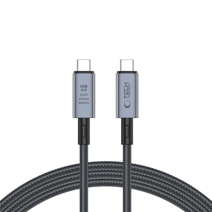 USB C 4.0 PD 240W 8K 40Gbps 2m kabelis - pilkas