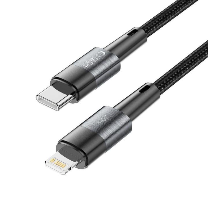 Lightning / USB-C PD 20W 3A 2m kabelis – pilkas