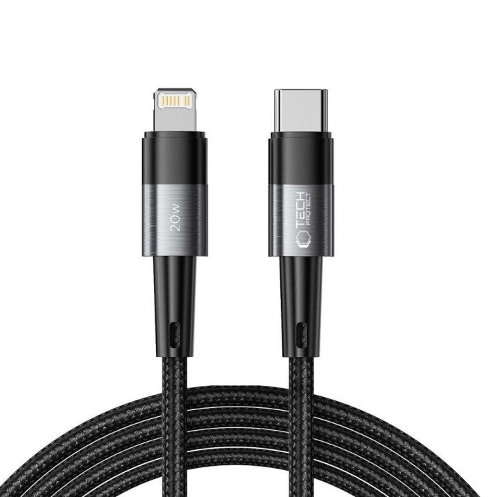Lightning / USB-C PD 20W 3A 2m kabelis – pilkas