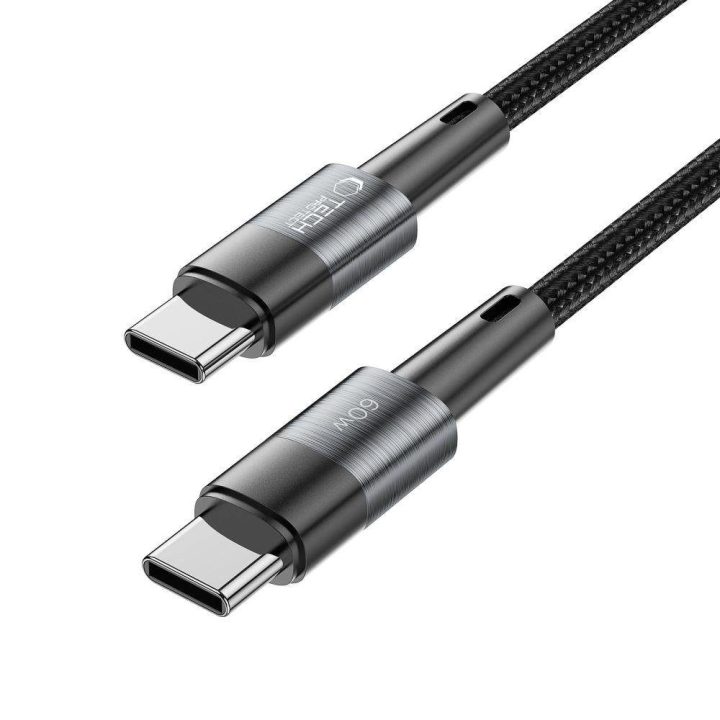 USB C PD laidas 60 W, 3 A, 0,25 m – pilkas