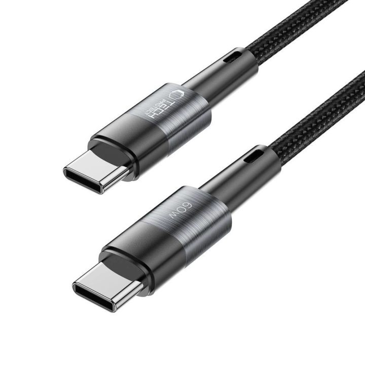 USB C PD kabelis 60W 3A 1m - pilkas