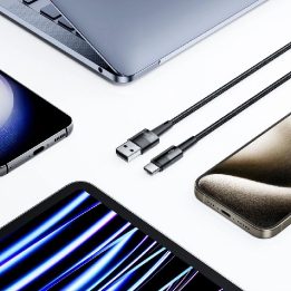 USB C 66W 6A 0,5m pilko spalvos kabelis