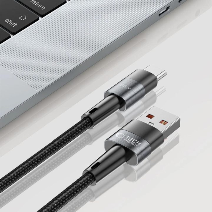 USB C 66W 6A 0,5m pilko spalvos kabelis