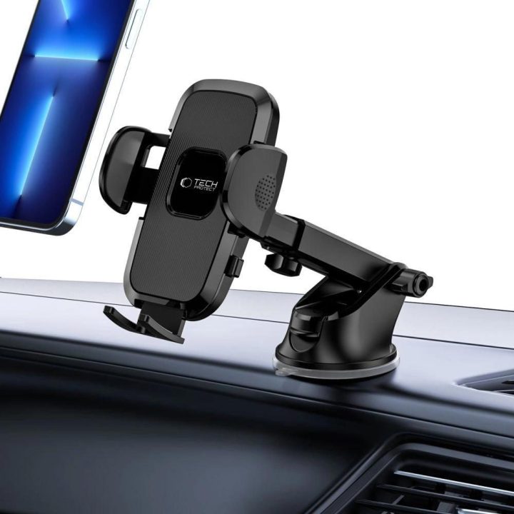 laikiklis automobilio telefono dėklui ant priekinio stiklo/salono - juodas