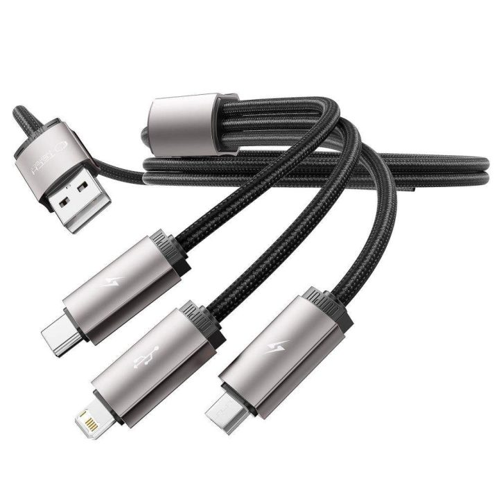 USB C / Micro USB“ 3,5 A laidas 1 m – pilkos spalvos