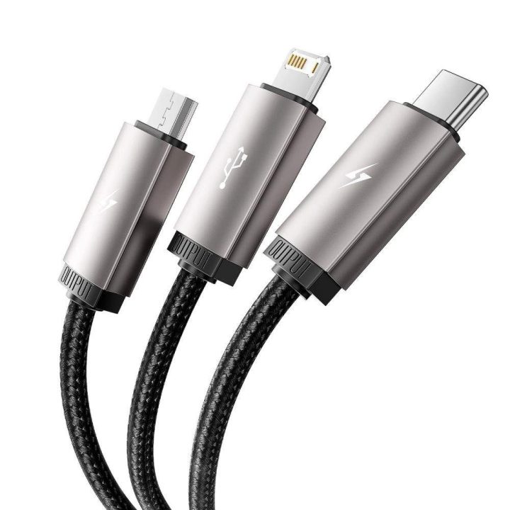 USB C / Micro USB“ 3,5 A laidas 1 m – pilkos spalvos