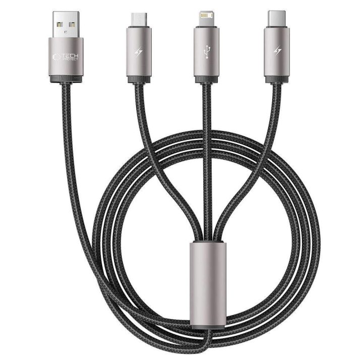 USB C / Micro USB“ 3,5 A laidas 1 m – pilkos spalvos