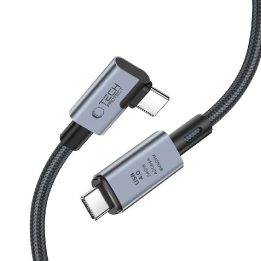 USB C 4.0 (lenktas) PD kabelis 240W 8K 40Gbps 1,5 m - pilkas