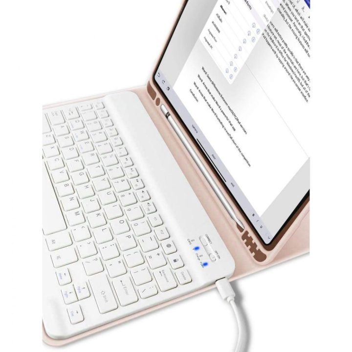 SC Pen + Keyboard dėklas su klaviatūra iPad 10.9“ 2022 m. – rožinis