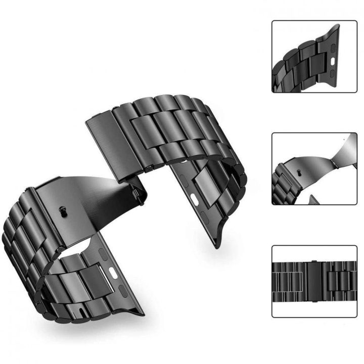 Nerūdijančio plieno apyrankė Apple Watch 4 / 5 / 6 / 7 / 8 / 9 / SE / Ultra 1 / 2 (42/44/45/49 mm) - Juoda