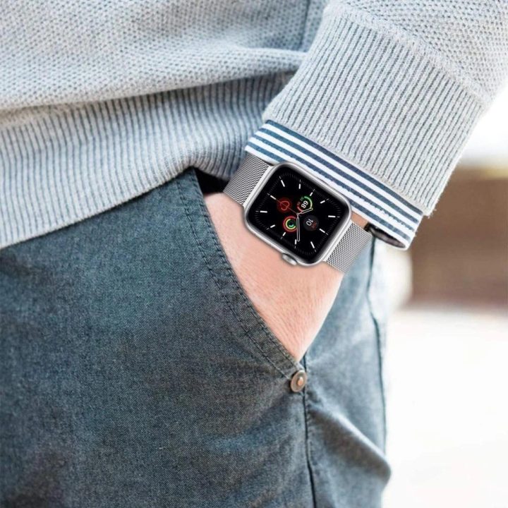 MilaneseBand dirželiai Apple Watch 4 / 5 / 6 / 7 / 8 / 9 / SE / Ultra 1 / 2 (42/44/45/49 mm) - smėlio spalvos
