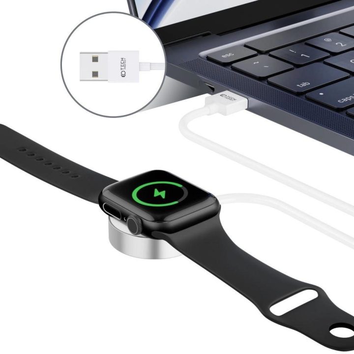 Magnetinis indukcinis įkroviklis su USB jungtimi Apple Watch 1,2 m - baltas