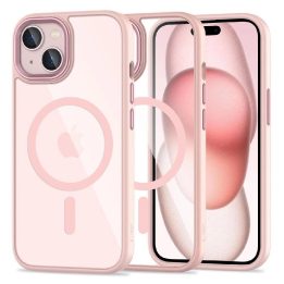 iPhone 15“ dėklas – permatomas rausvas