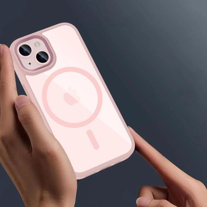 iPhone 15“ dėklas – permatomas rausvas