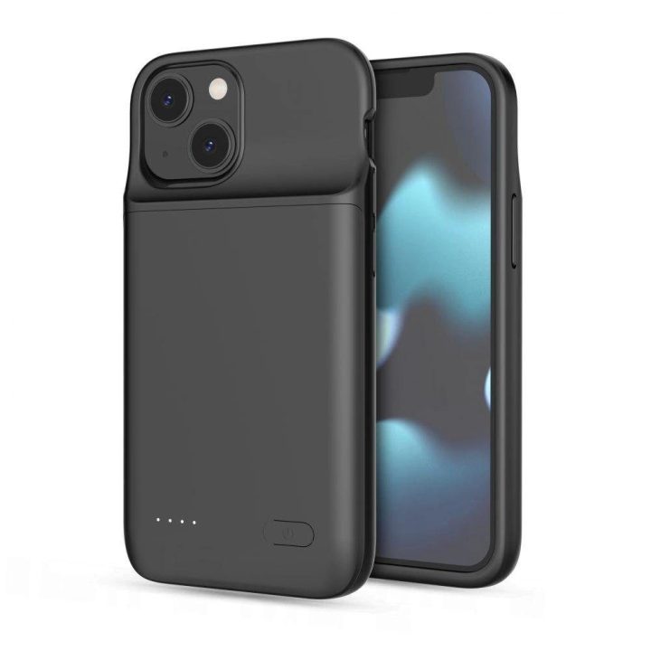 IPhone 12 mini / 13 mini dėklas su 4700mAh galios banku - juodos spalvos