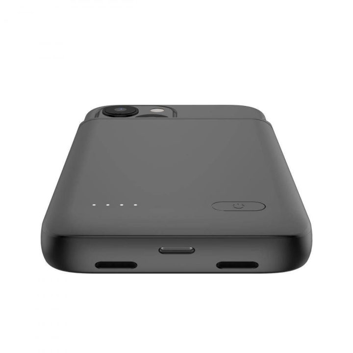 IPhone 12 mini / 13 mini dėklas su 4700mAh galios banku - juodos spalvos