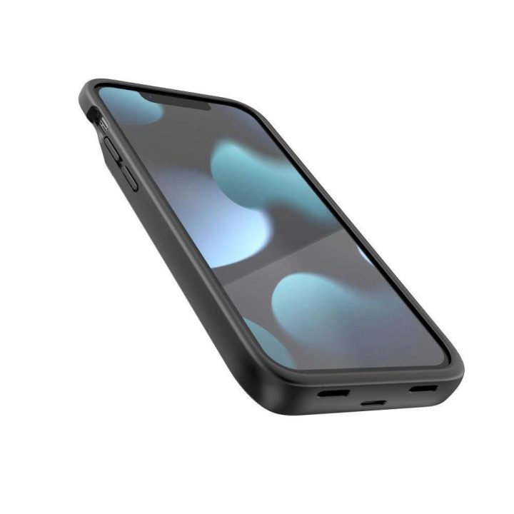 IPhone 12 mini / 13 mini dėklas su 4700mAh galios banku - juodos spalvos