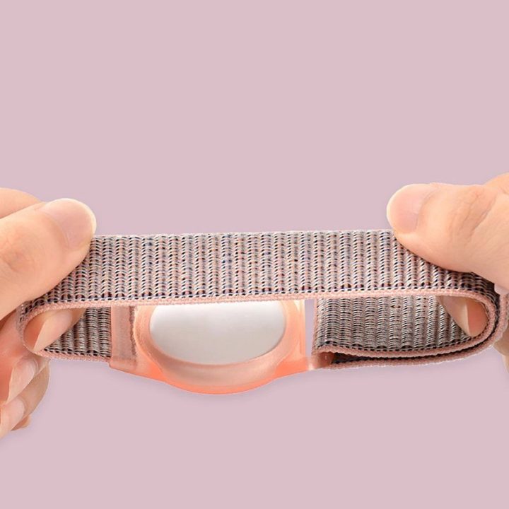 Nylon“ dirželis vaikams skirtam Apple AirTag“ įrenginiui – rausvos spalvos