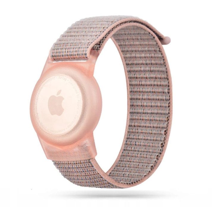 Nylon“ dirželis vaikams skirtam Apple AirTag“ įrenginiui – rausvos spalvos