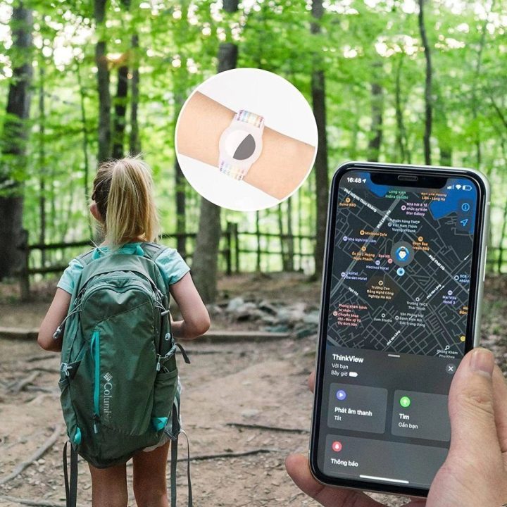Nylon“ dirželis vaikams skirtam Apple AirTag“ įrenginiui – rausvos spalvos