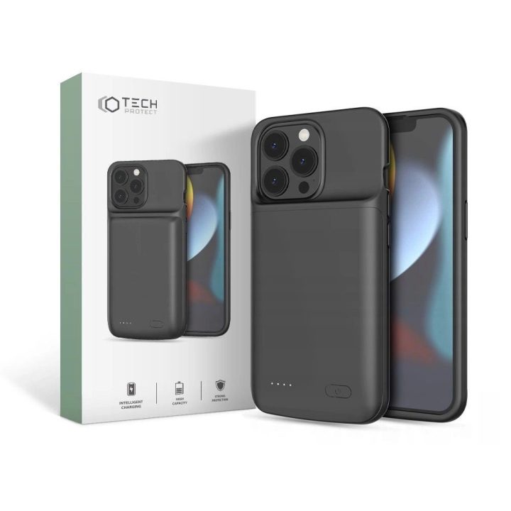 iPhone 13 / 13 Pro“ dėklas su 4800 mAh galios banku – juodas