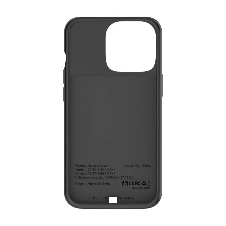 iPhone 13 / 13 Pro“ dėklas su 4800 mAh galios banku – juodas