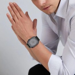 Nailono dirželis Apple Watch 4/5/6/7/8/9/SE/Ultra 1/2 (42/44/45/49 mm) – juoda ir oranžinė