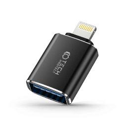 Lightning“ (vyriška jungtis) / USB-A (moteriška jungtis) OTG adapteris – juodas