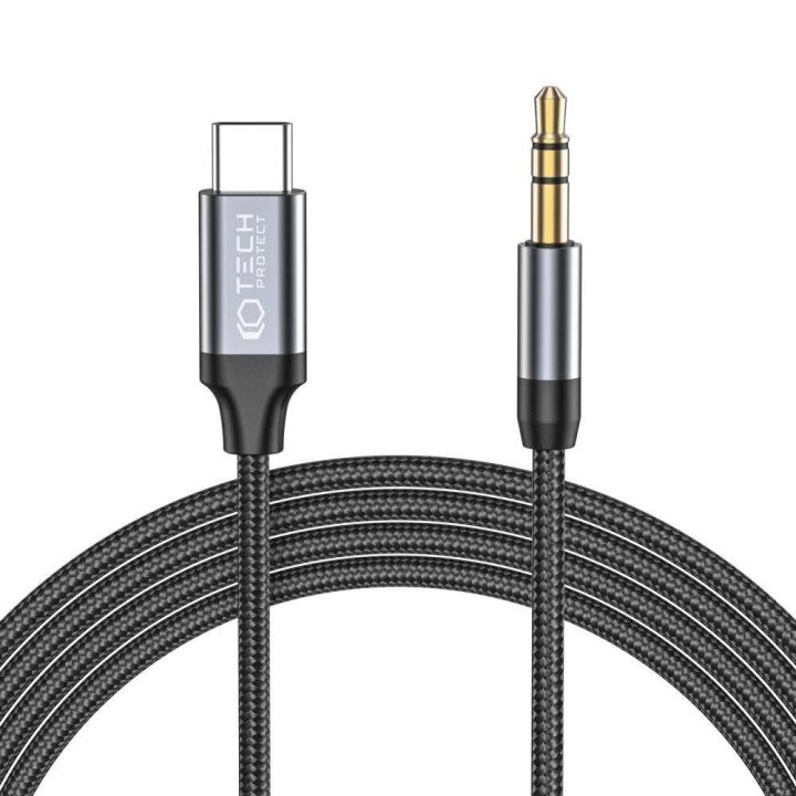 Garso USB-C / 3,5 mm mini jungties kabelis, 1 m - juodas
