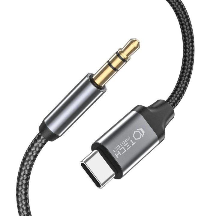 Garso USB-C / 3,5 mm mini jungties kabelis, 1 m - juodas