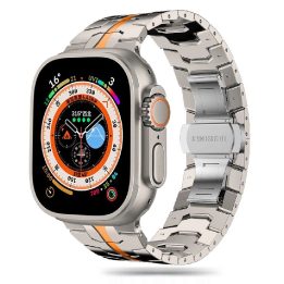 Nerūdijančio plieno apyrankė Apple Watch“ 4 / 5 / 6 / 7 / 8 / 9 / SE / Ultra 1 / 2 (42/44/45/49 mm) – titano oranžinė