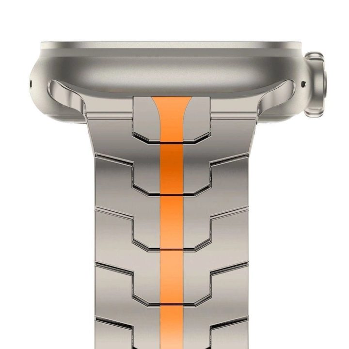 Nerūdijančio plieno apyrankė Apple Watch“ 4 / 5 / 6 / 7 / 8 / 9 / SE / Ultra 1 / 2 (42/44/45/49 mm) – titano oranžinė