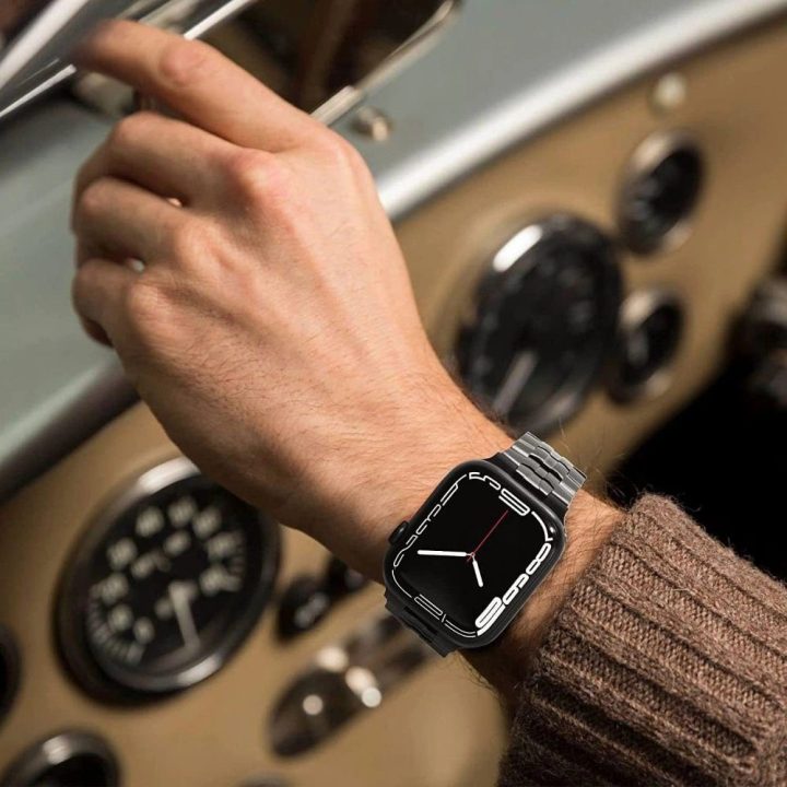 Nerūdijančio plieno apyrankė Apple Watch“ 4 / 5 / 6 / 7 / 8 / 9 / SE / Ultra 1 / 2 (42/44/45/49 mm) – titano oranžinė